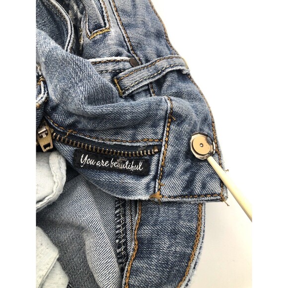 Dollhouse Distressed Cutoff Jean Shorts Size 3 Provocative Low Rise Frayed Hem - Picture 3 of 10